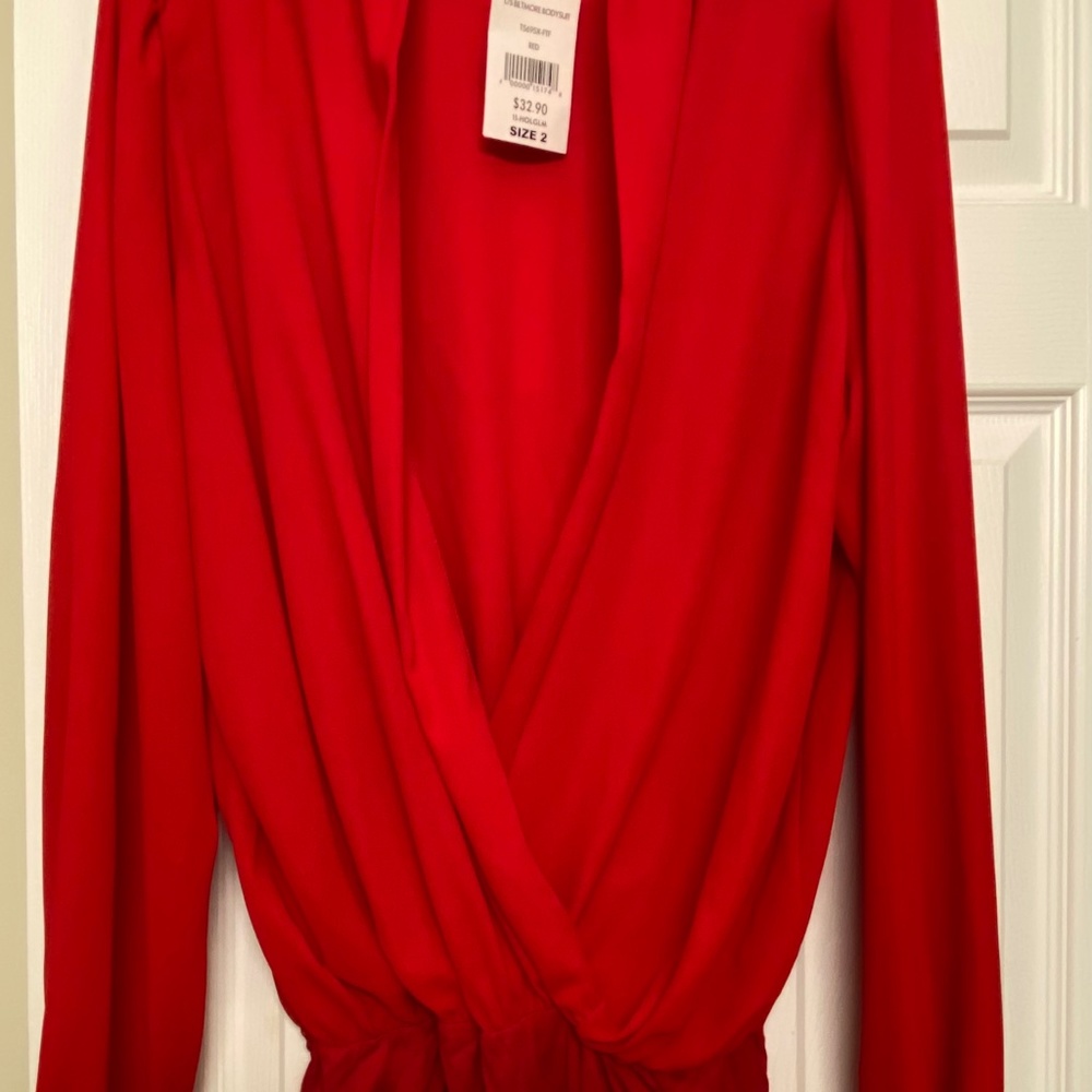 Semi Sheer plunge neckline body suit